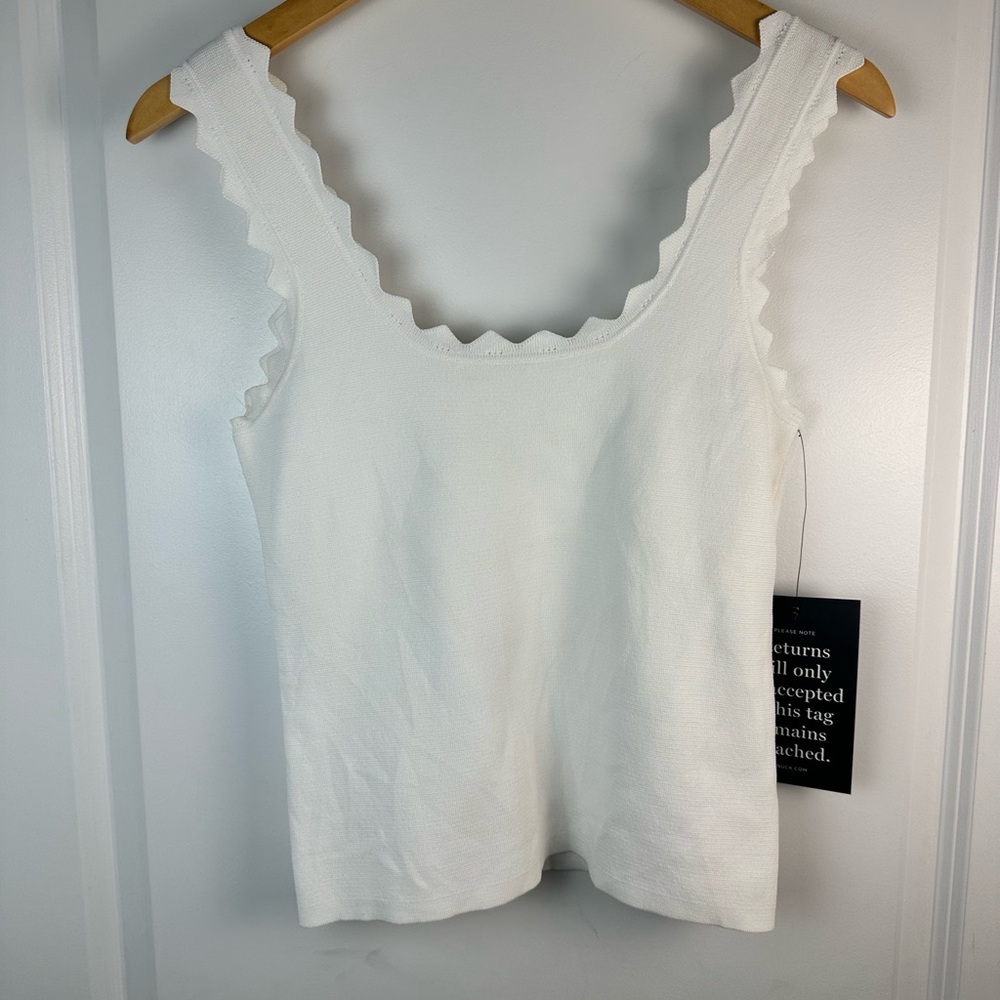 NWT Tuckernuck White Scalloped Compression Tank Top - Picture 8 of 14
